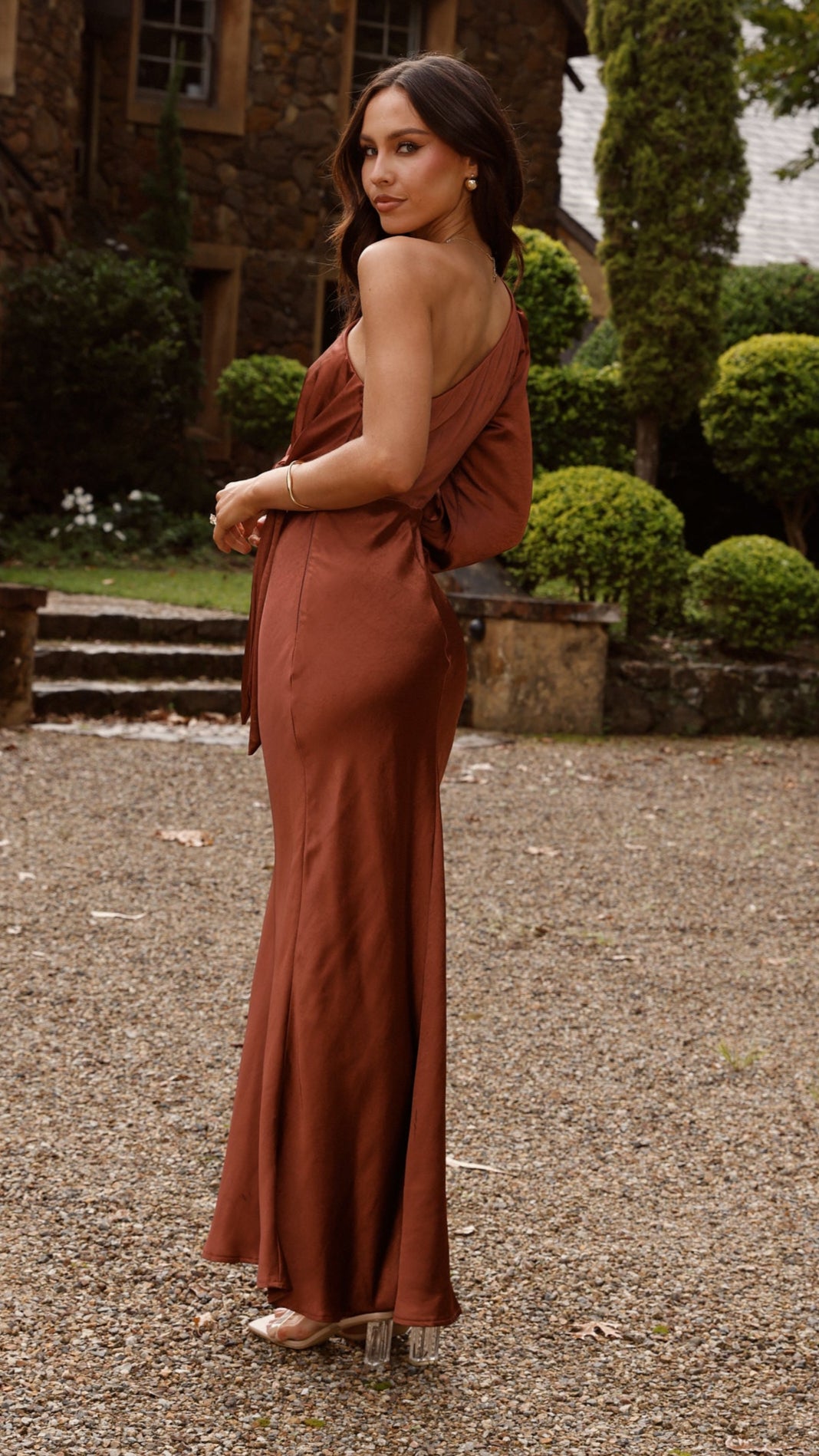Eden One Shoulder Tie Front Maxi Dress - Rust - Buy Women's