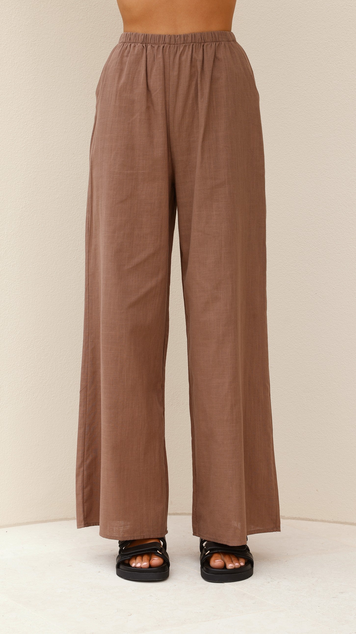 Sharni Strapless Pleat Top and Pants Set - Chocolate - Billy J