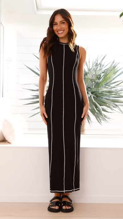 Load image into Gallery viewer, Mabili Maxi Dress - Black / White - Billy J
