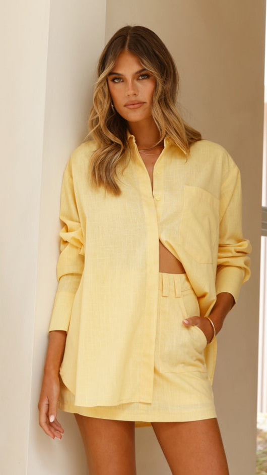 Charla Button Up Top - Yellow - Billy J
