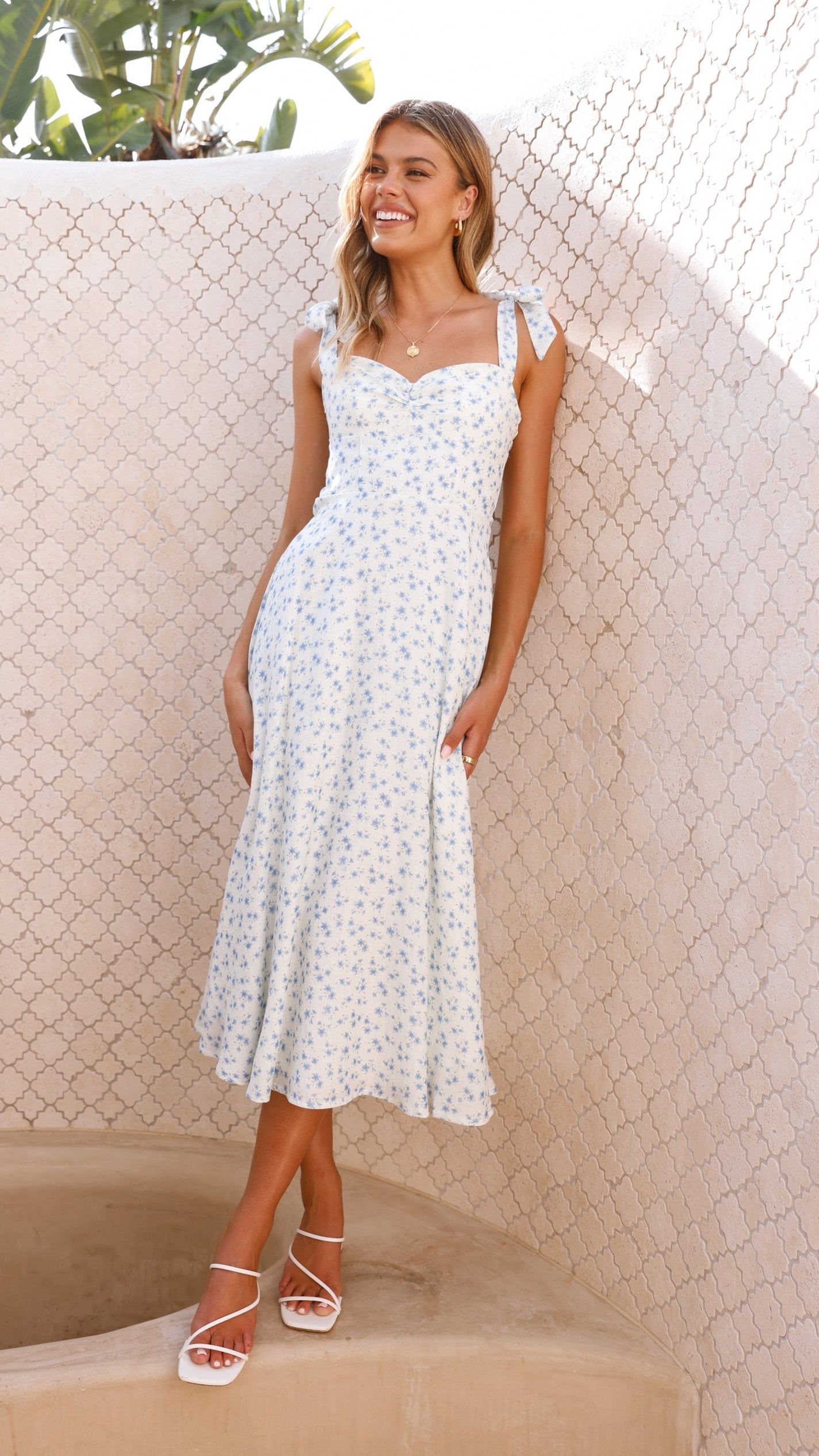 Blakely Midi Dress - Blue Floral - Billy J