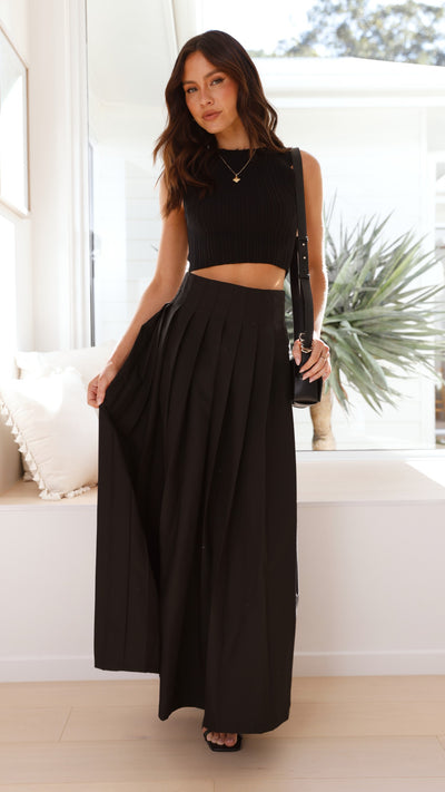 Load image into Gallery viewer, Leya Maxi Skirt - Black - Billy J
