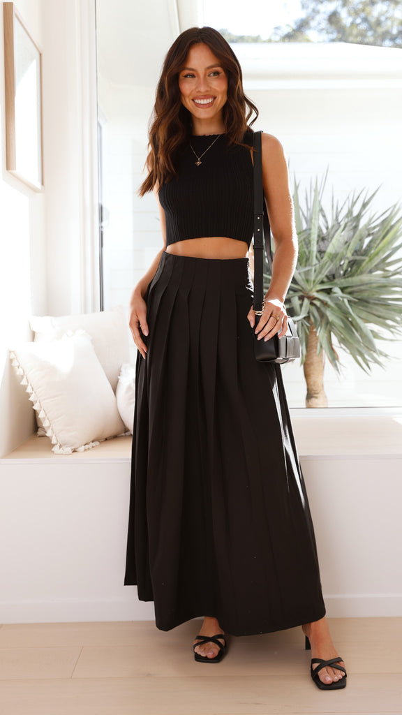 Leya Maxi Skirt - Black - Billy J