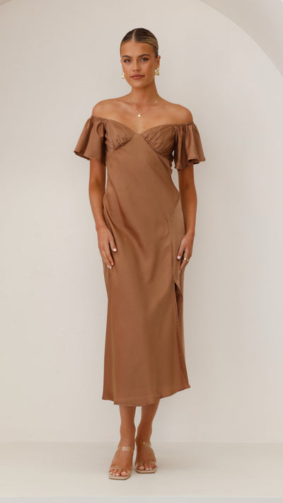 Load image into Gallery viewer, Louisa Midi Dress - Chocolate - Billy J
