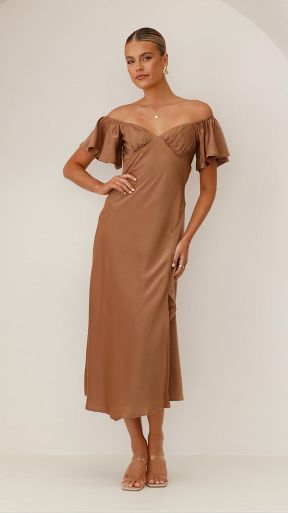 Louisa Midi Dress - Chocolate - Billy J