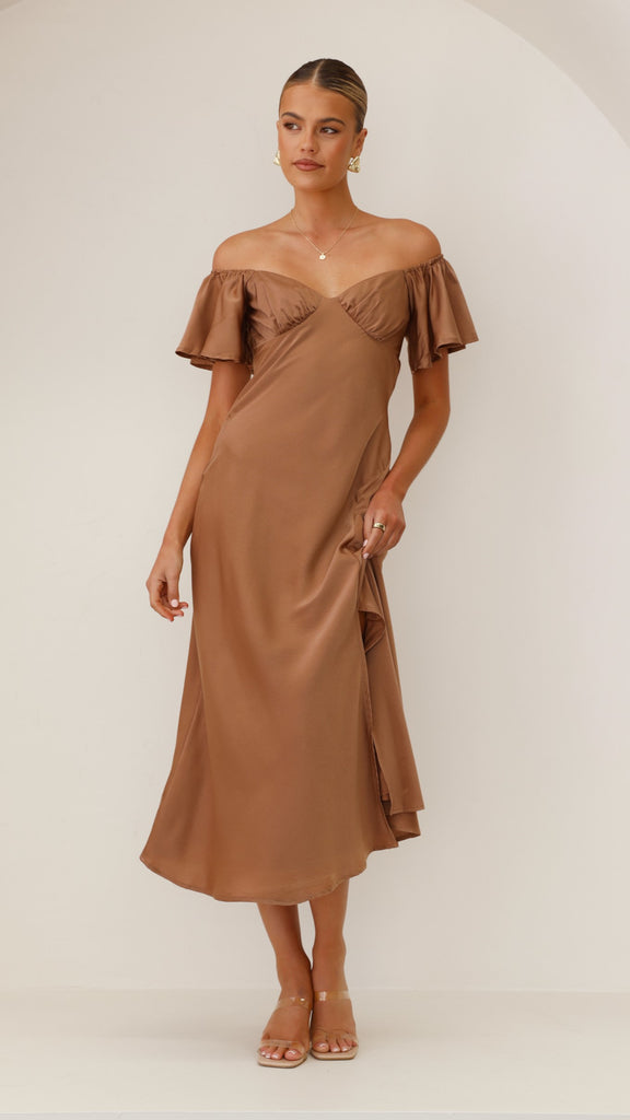 Louisa Midi Dress - Chocolate - Billy J