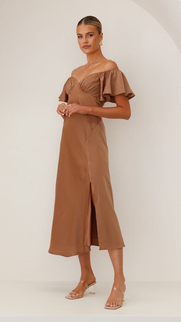 Louisa Midi Dress - Chocolate - Billy J