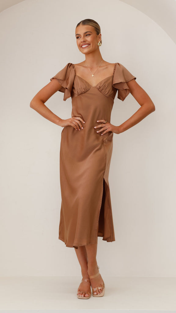 Louisa Midi Dress - Chocolate - Billy J