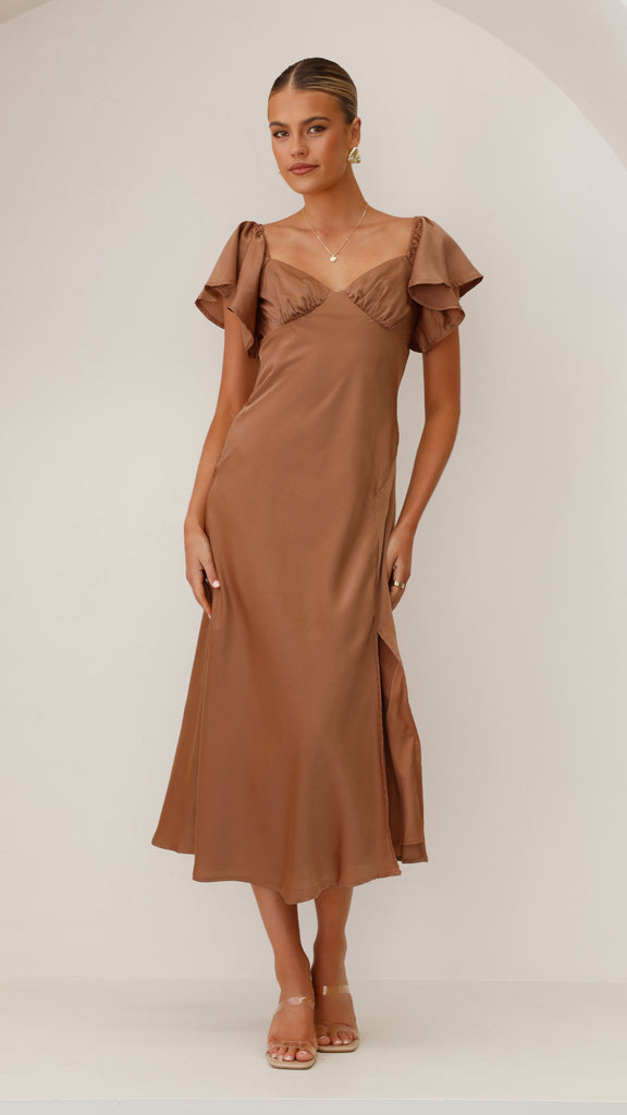 Louisa Midi Dress - Chocolate - Billy J