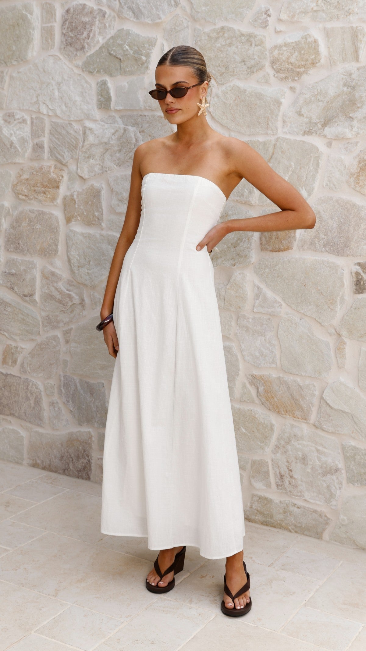 Astrid Strapless Maxi Dress - White - Billy J