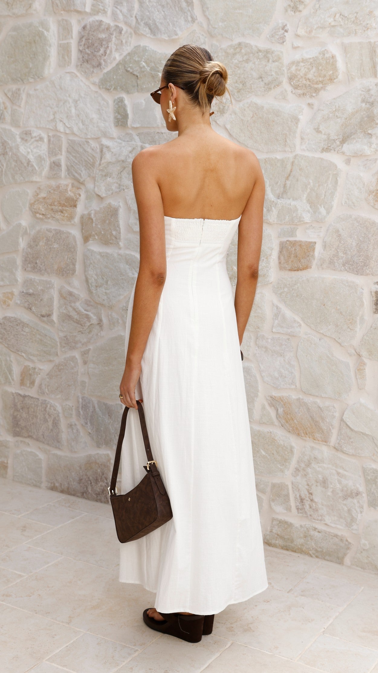 Astrid Strapless Maxi Dress - White - Billy J