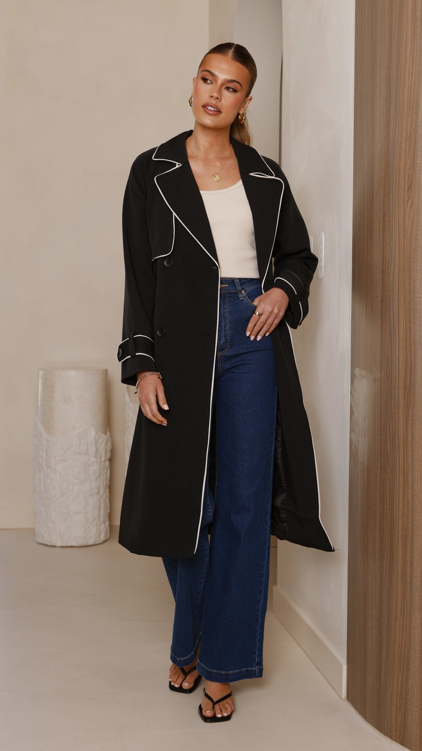 Blanca Trench Coat - Black - Billy J