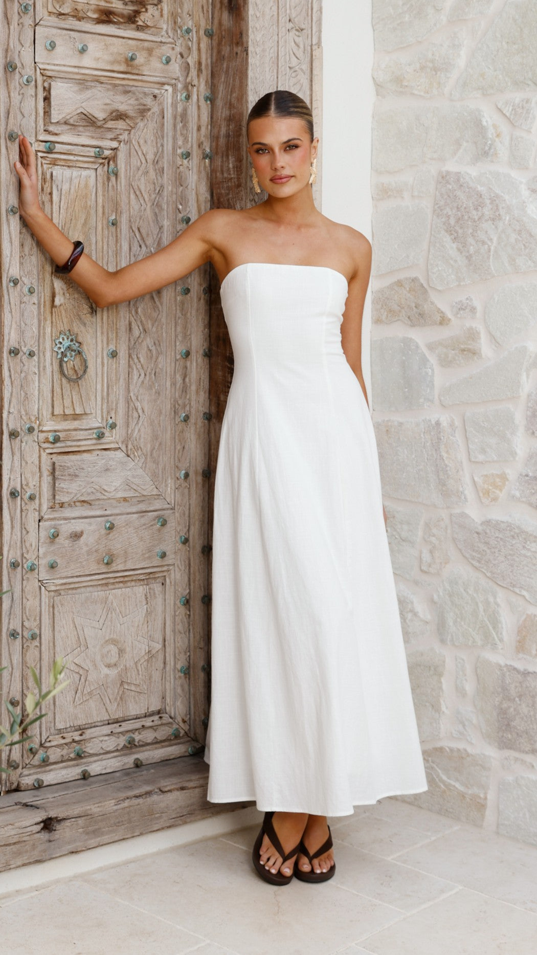 Astrid Strapless Maxi Dress - White - Billy J