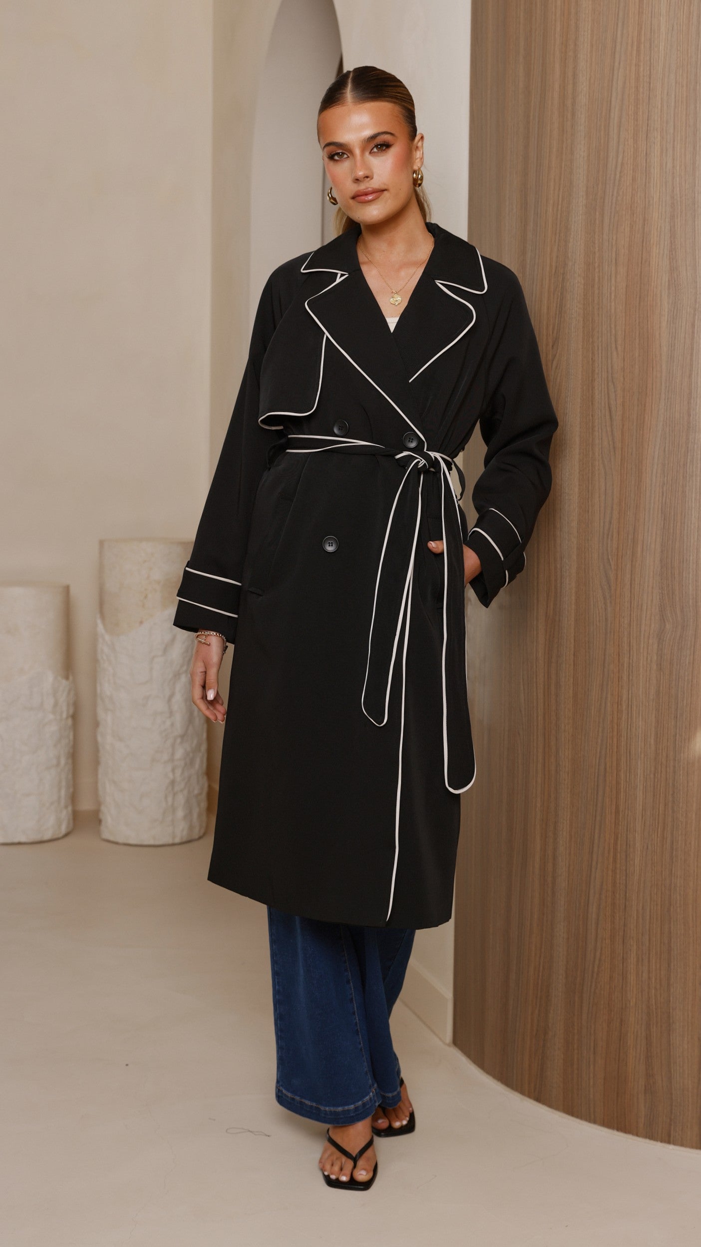 Blanca Trench Coat - Black - Billy J