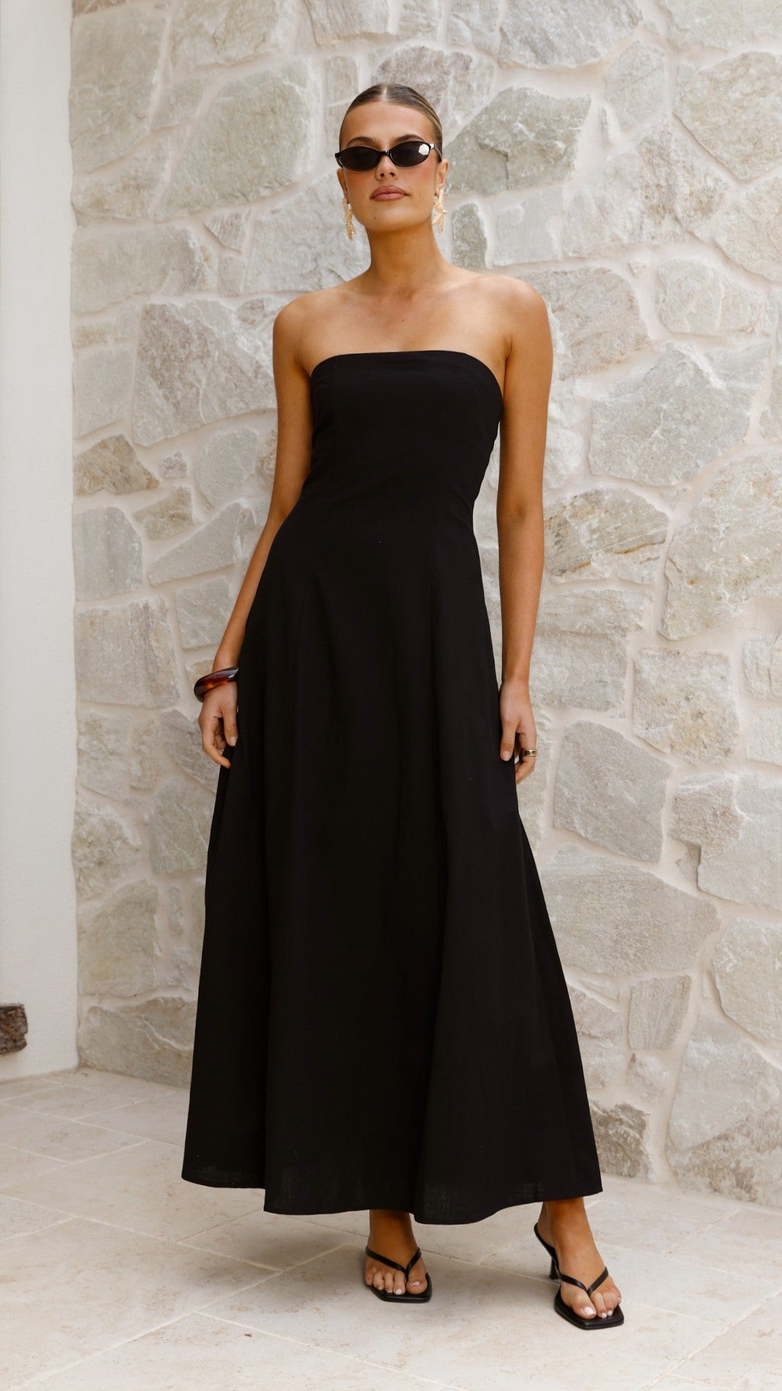 Astrid Strapless Maxi Dress - Black - Billy J