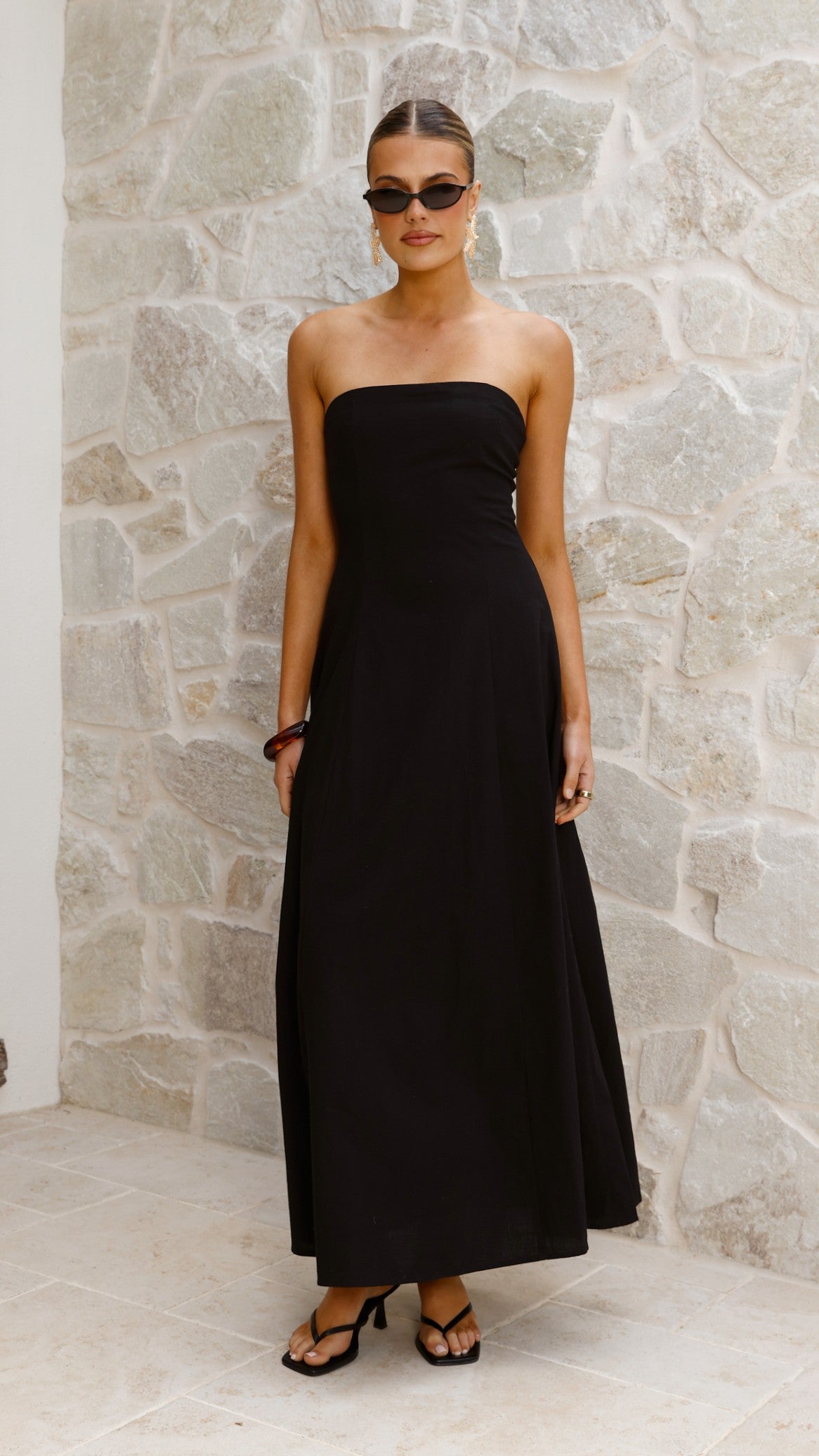 Astrid Strapless Maxi Dress - Black - Billy J