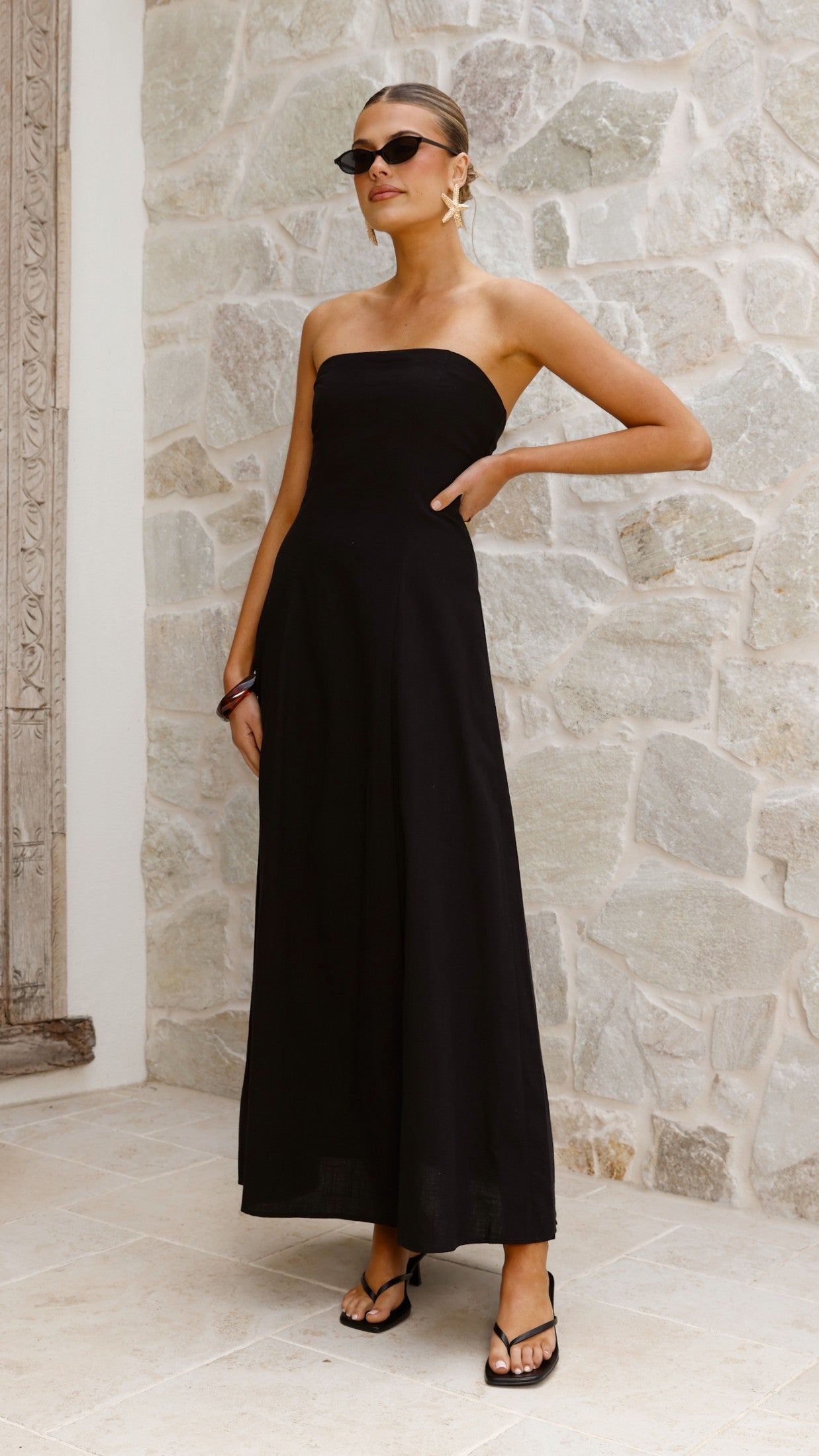 Astrid Strapless Maxi Dress - Black - Billy J