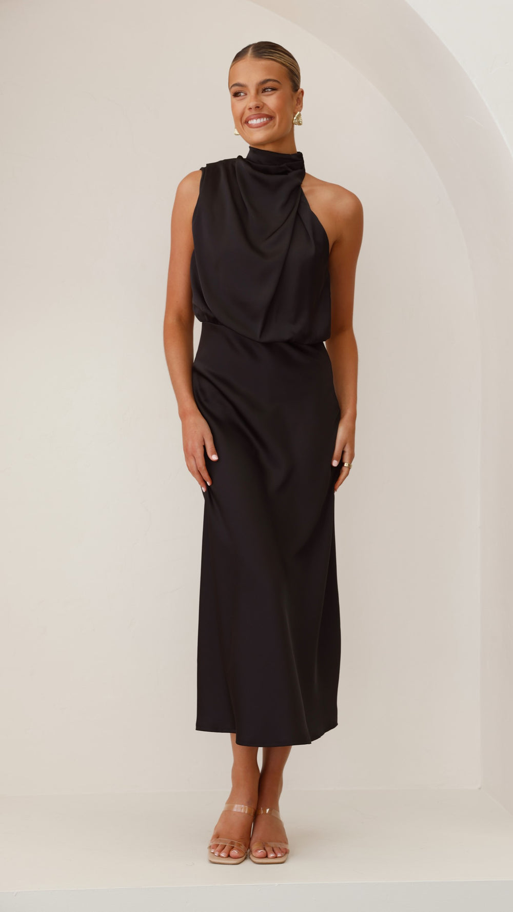 black midi wrap dress Long Sleeve – AX Paris Elegant Black Mermaid Satin US Size:6 YGroup_colourway-cutiepie