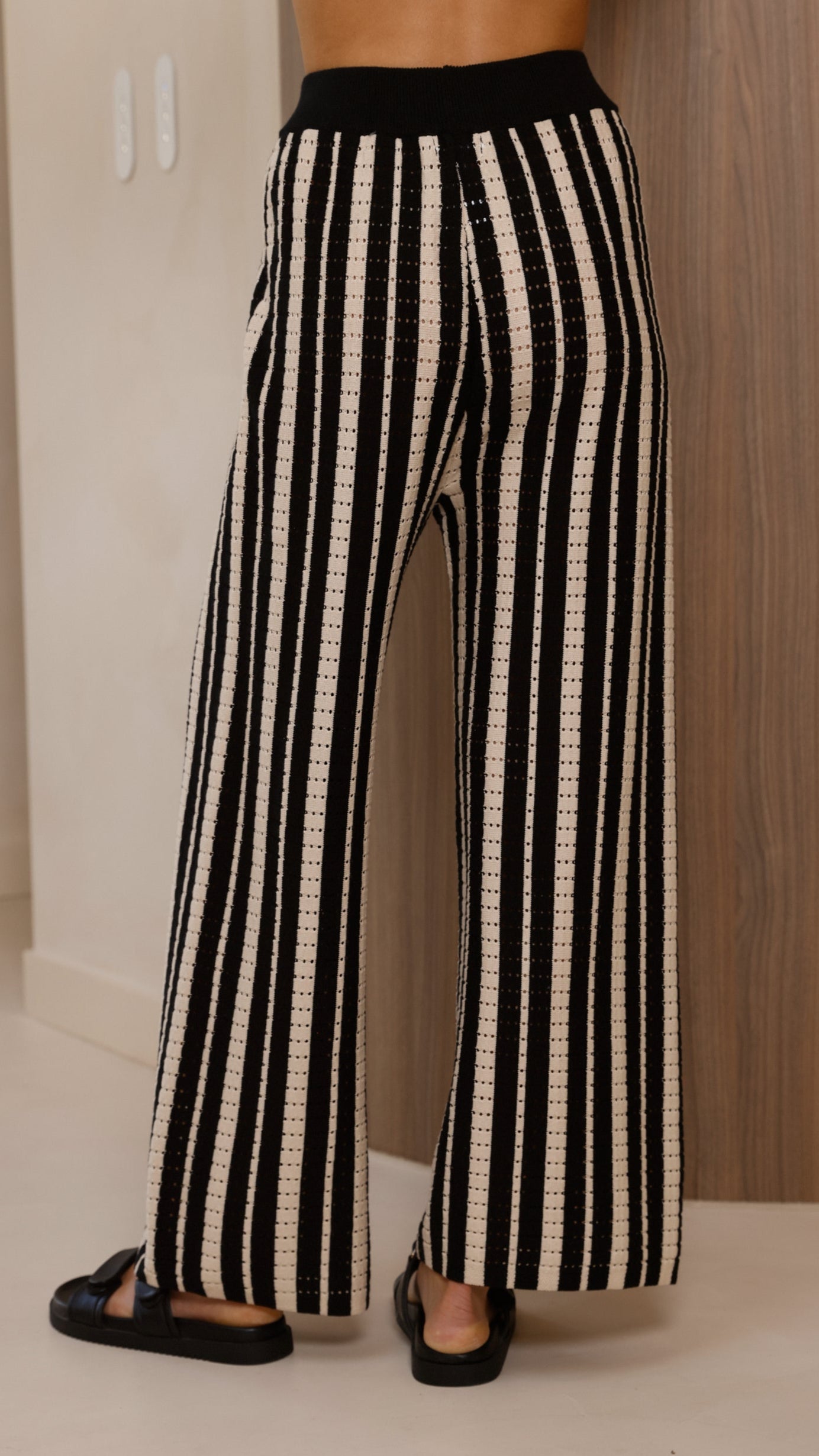 Layla Knit Wide Leg Pants - Black - Billy J
