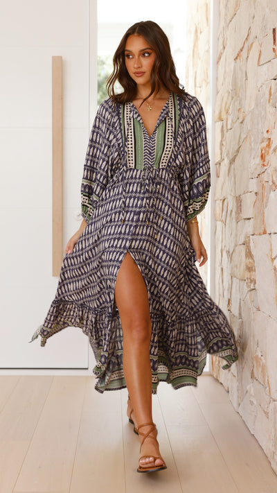Load image into Gallery viewer, Catalonia Maxi Dress - Lorena Print - Billy J
