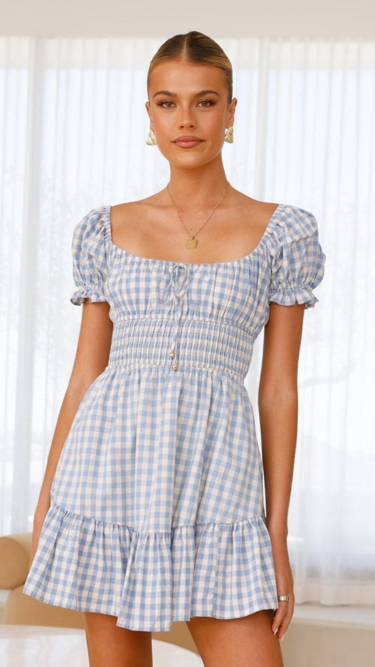 Kori Mini Dress - Blue Check - Billy J