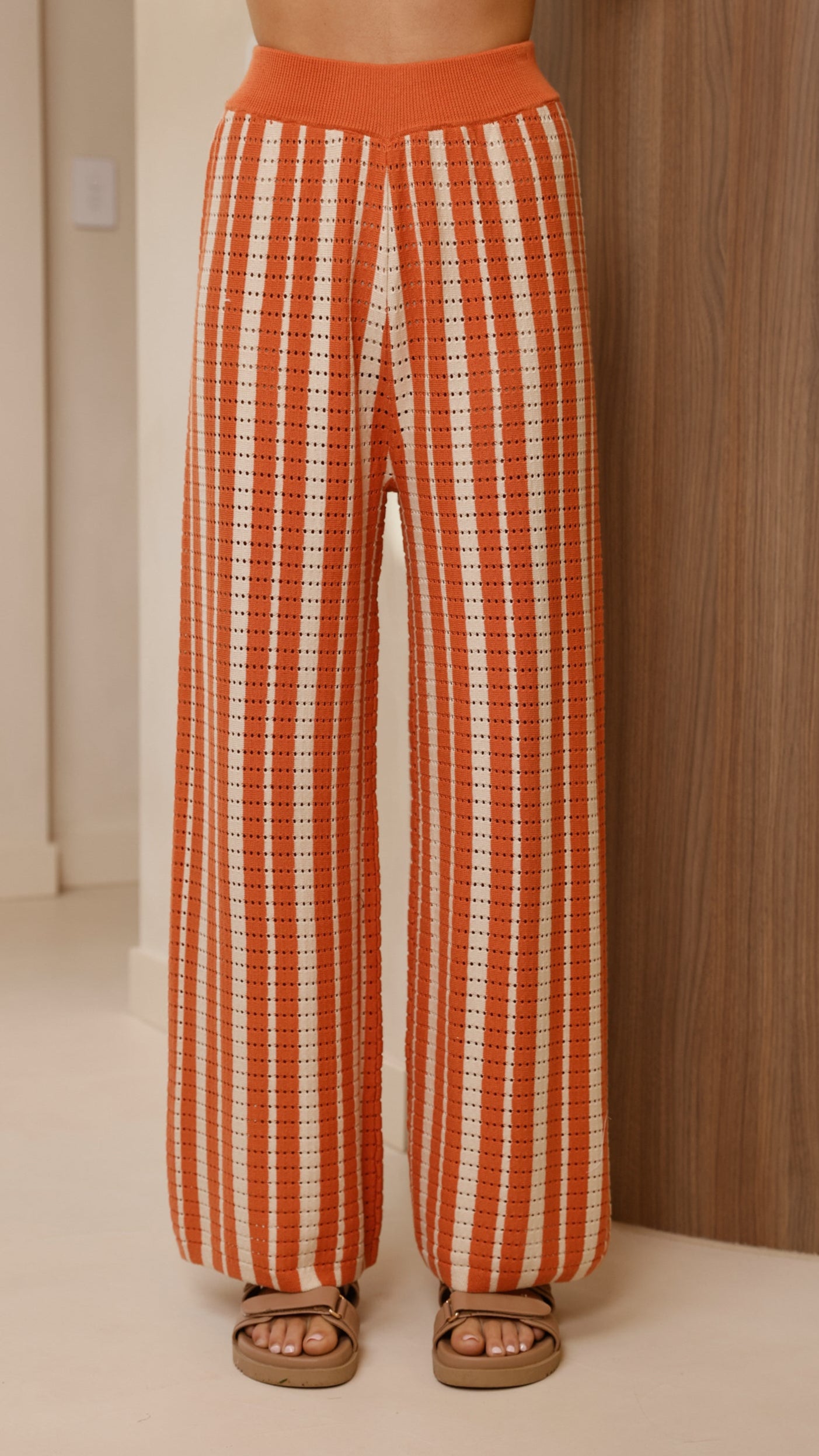 Layla Knit Wide Leg Pants - Orange - Billy J