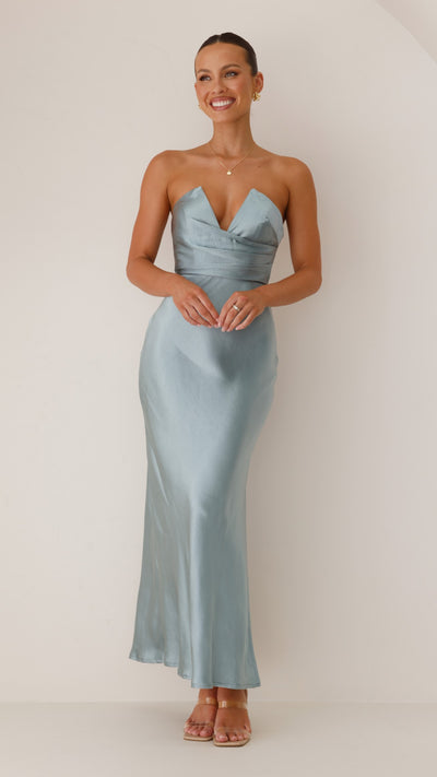 Load image into Gallery viewer, Valerie Maxi Dress - Blue - Billy J
