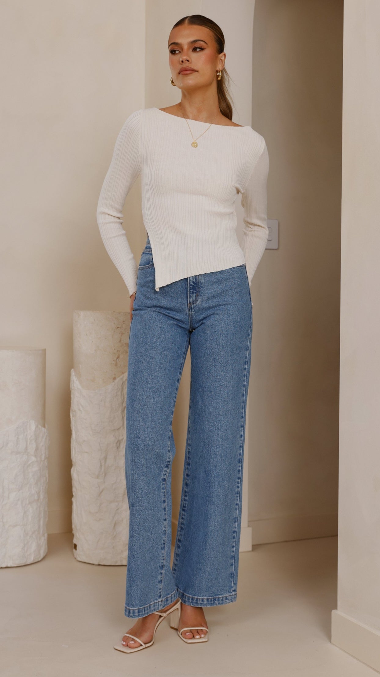 Isla Long Sleeve Top - Cream - Billy J
