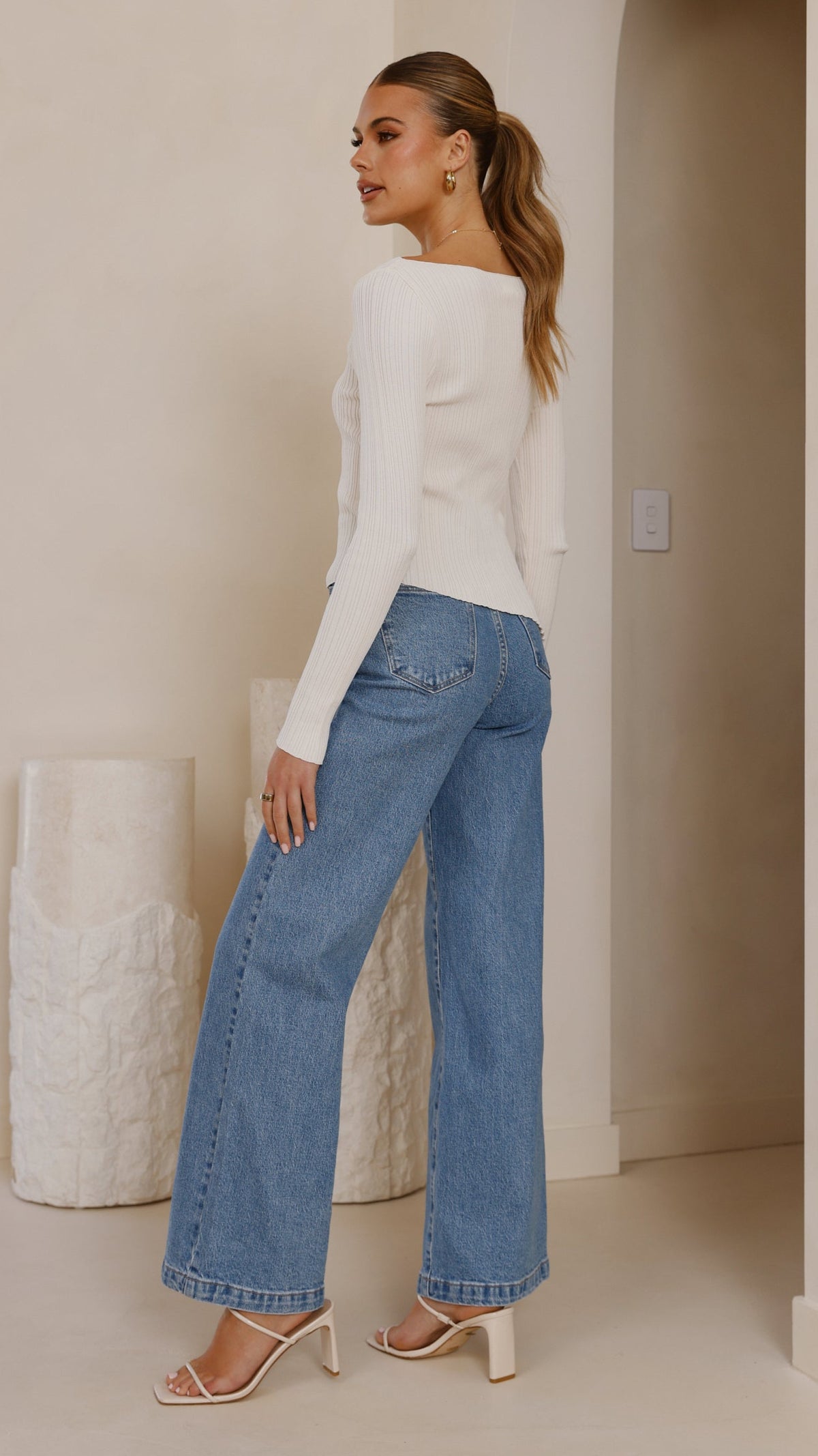 Isla Long Sleeve Top - Cream - Billy J
