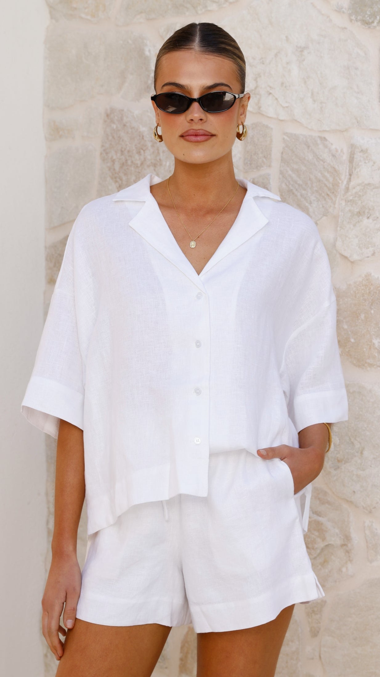 Luna Button Up Shirt - White - Billy J