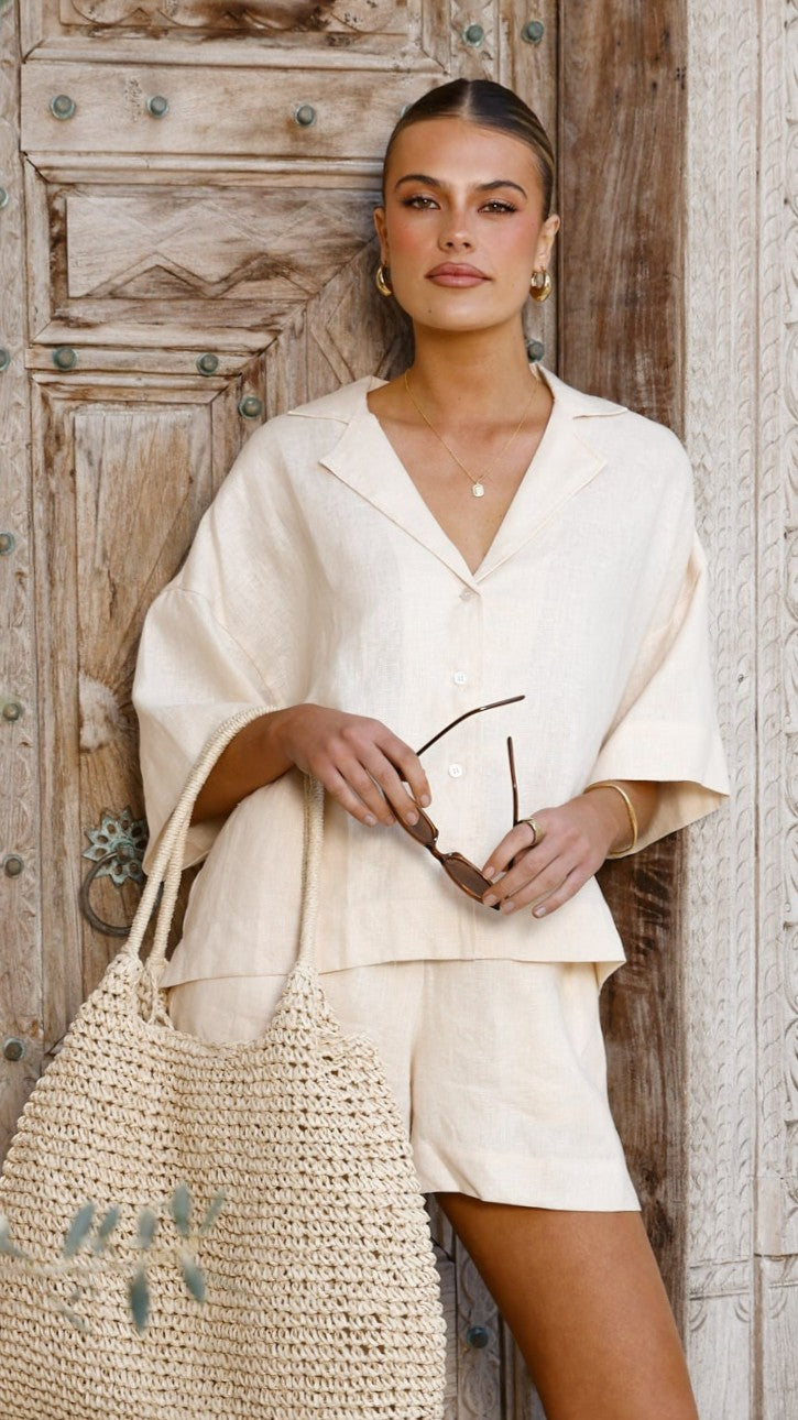Luna Button Up Shirt - Natural - Billy J