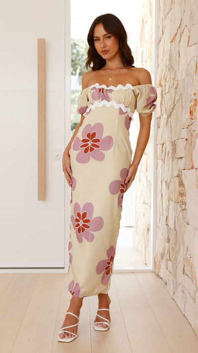 Load image into Gallery viewer, Seneca Maxi Dress - Butter/Pink Floral - Billy J
