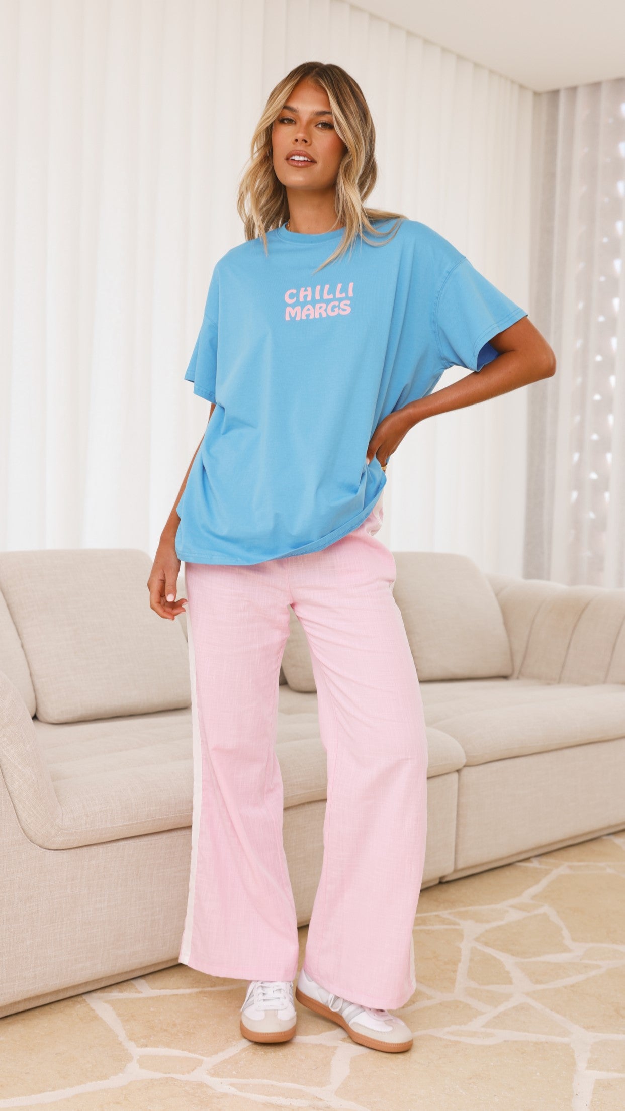 Chilli Margs Top & Pants Set - Blue/Pink - Billy J