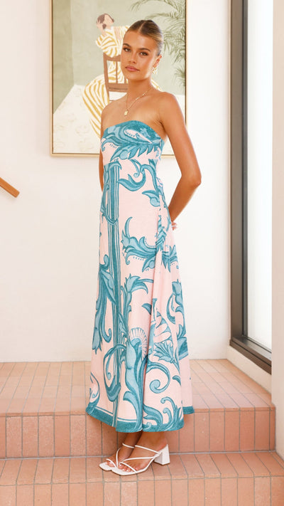 Load image into Gallery viewer, Madra Maxi Dress - Aqua / Pink Zayna - Billy J
