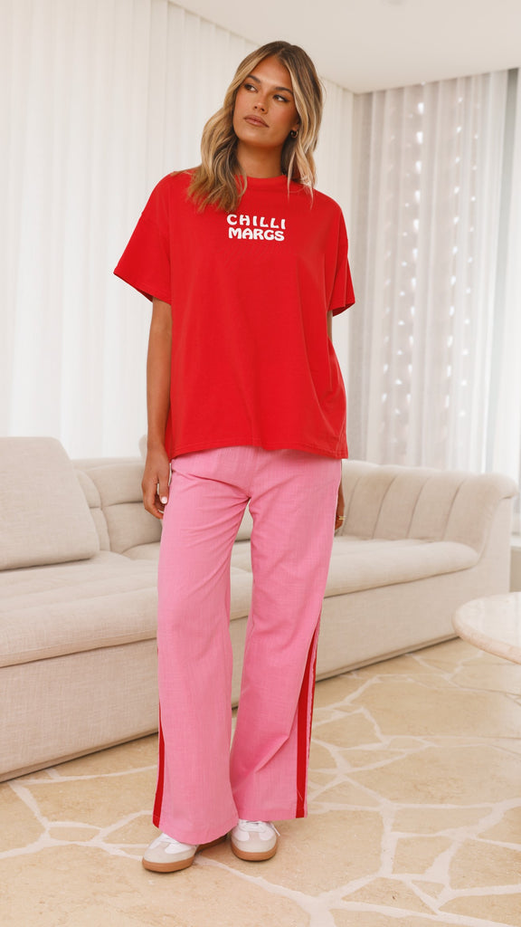 Chilli Margs Top & Pants Set - Red/Pink - Billy J