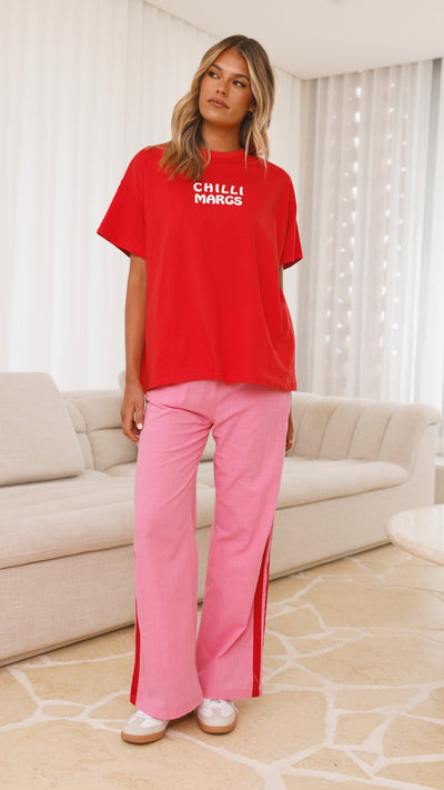 Load image into Gallery viewer, Chilli Margs Top &amp; Pants Set - Red/Pink - Billy J
