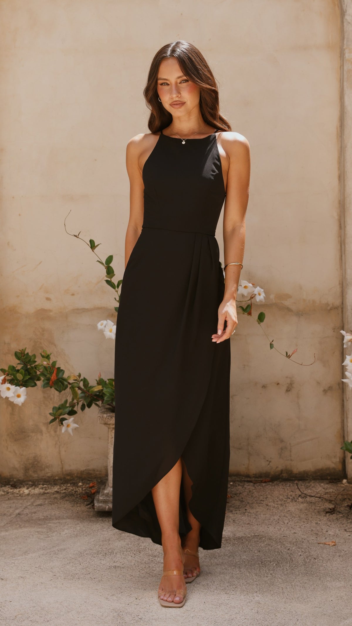Genevieve Boat Neck Maxi Dress - Black - Billy J