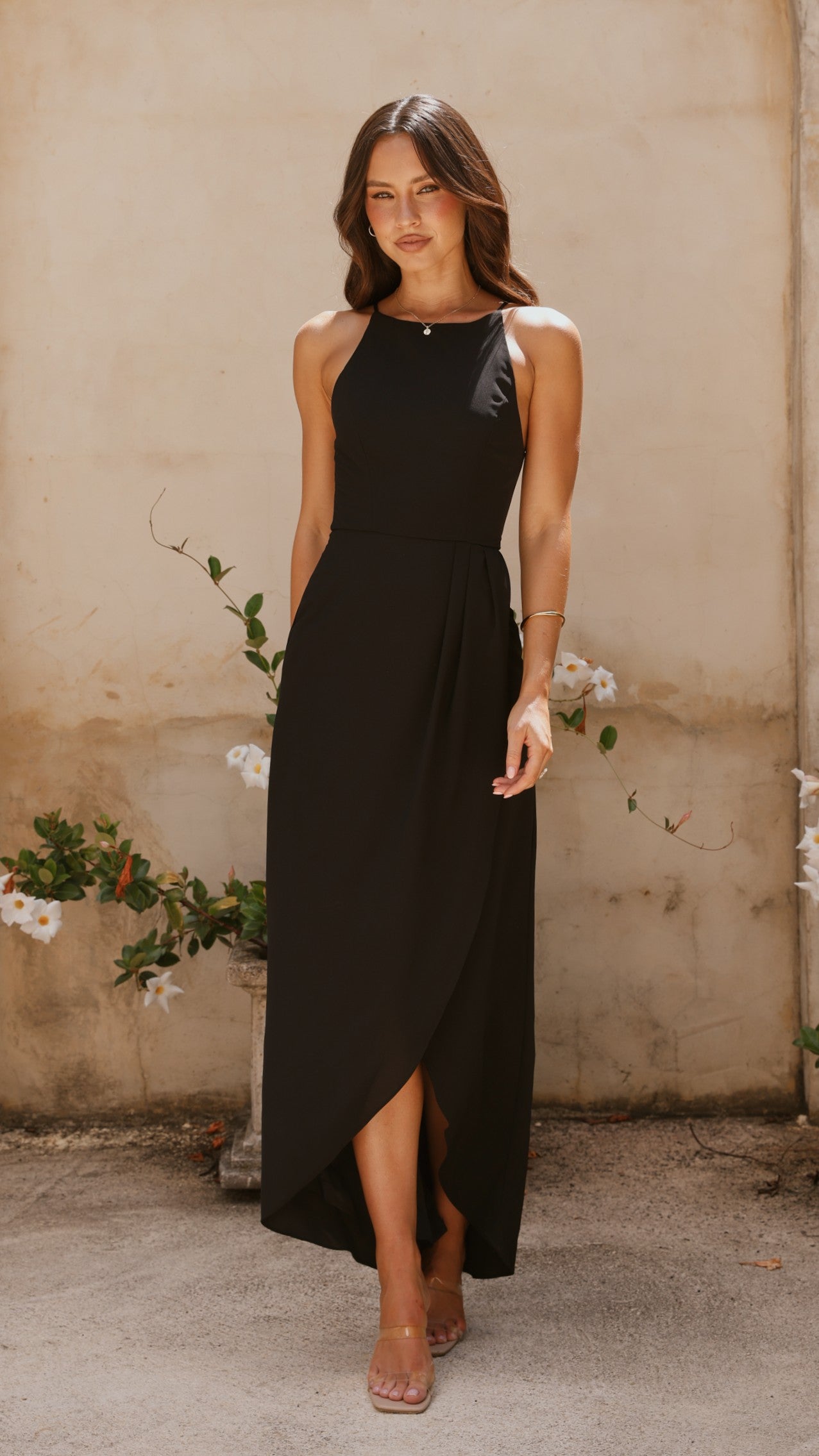 Genevieve Boat Neck Maxi Dress - Black - Billy J