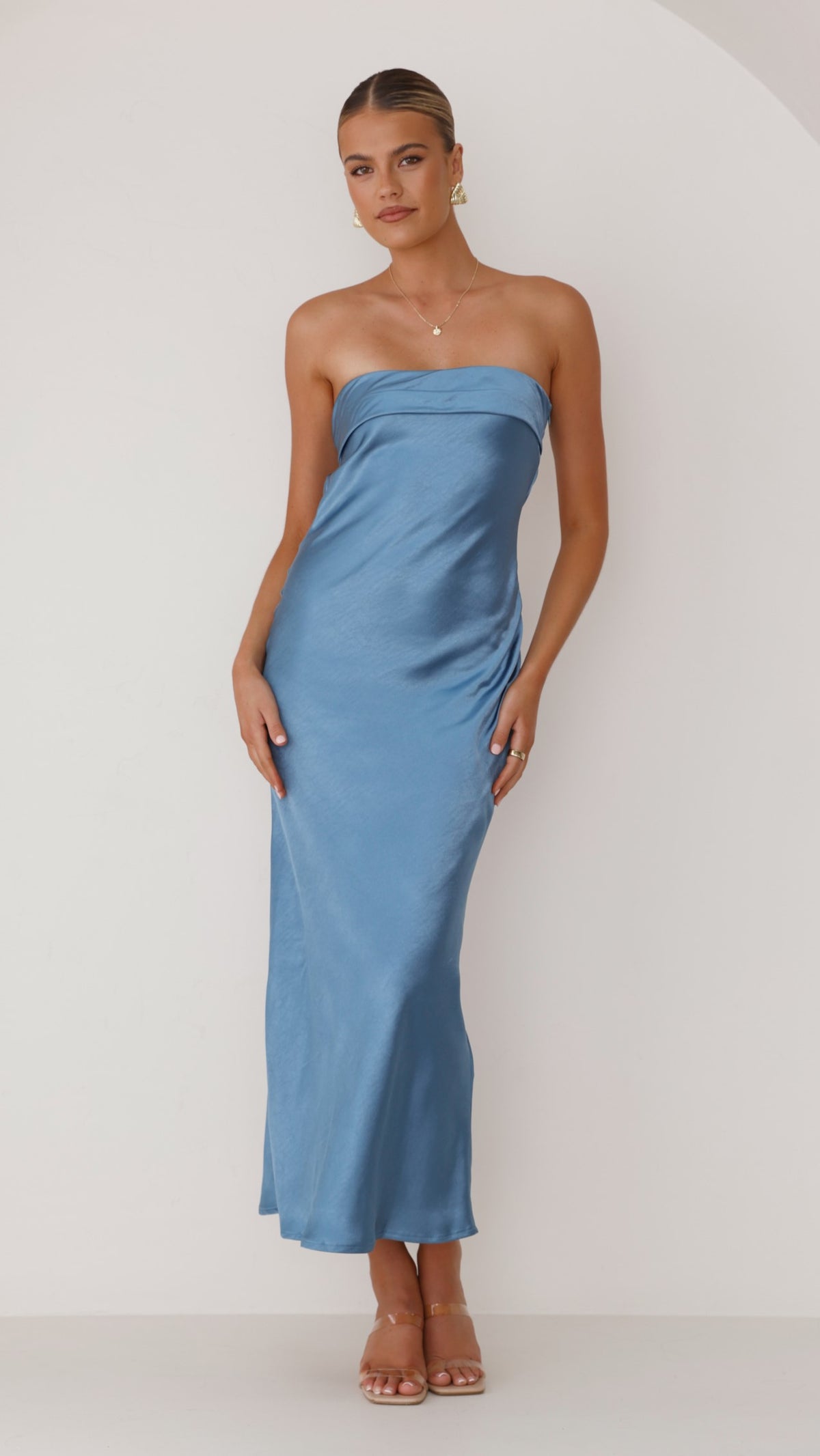 billy j steel blue dress Billy J Starry Night Dress - Steel Blue