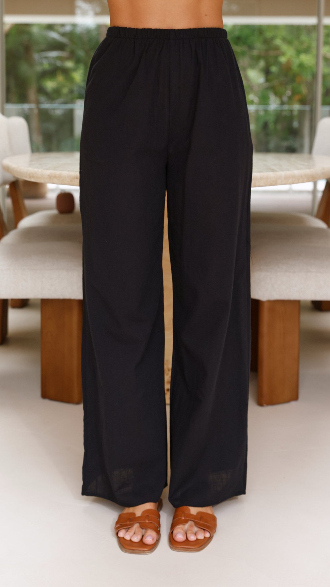 Sharni Strapless Pleat Top and Pants Set - Black - Billy J