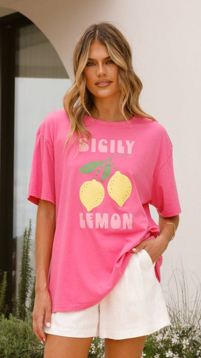 Load image into Gallery viewer, Sicily Lemon Tee - Pink - Billy J
