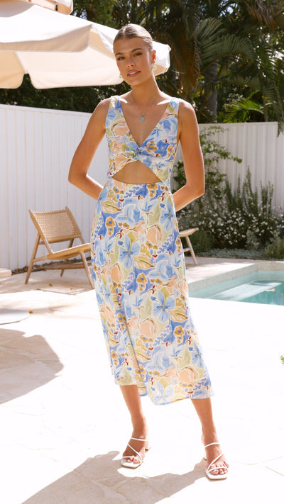 Load image into Gallery viewer, Talulah Maxi Dress - Blue Floral - Billy J
