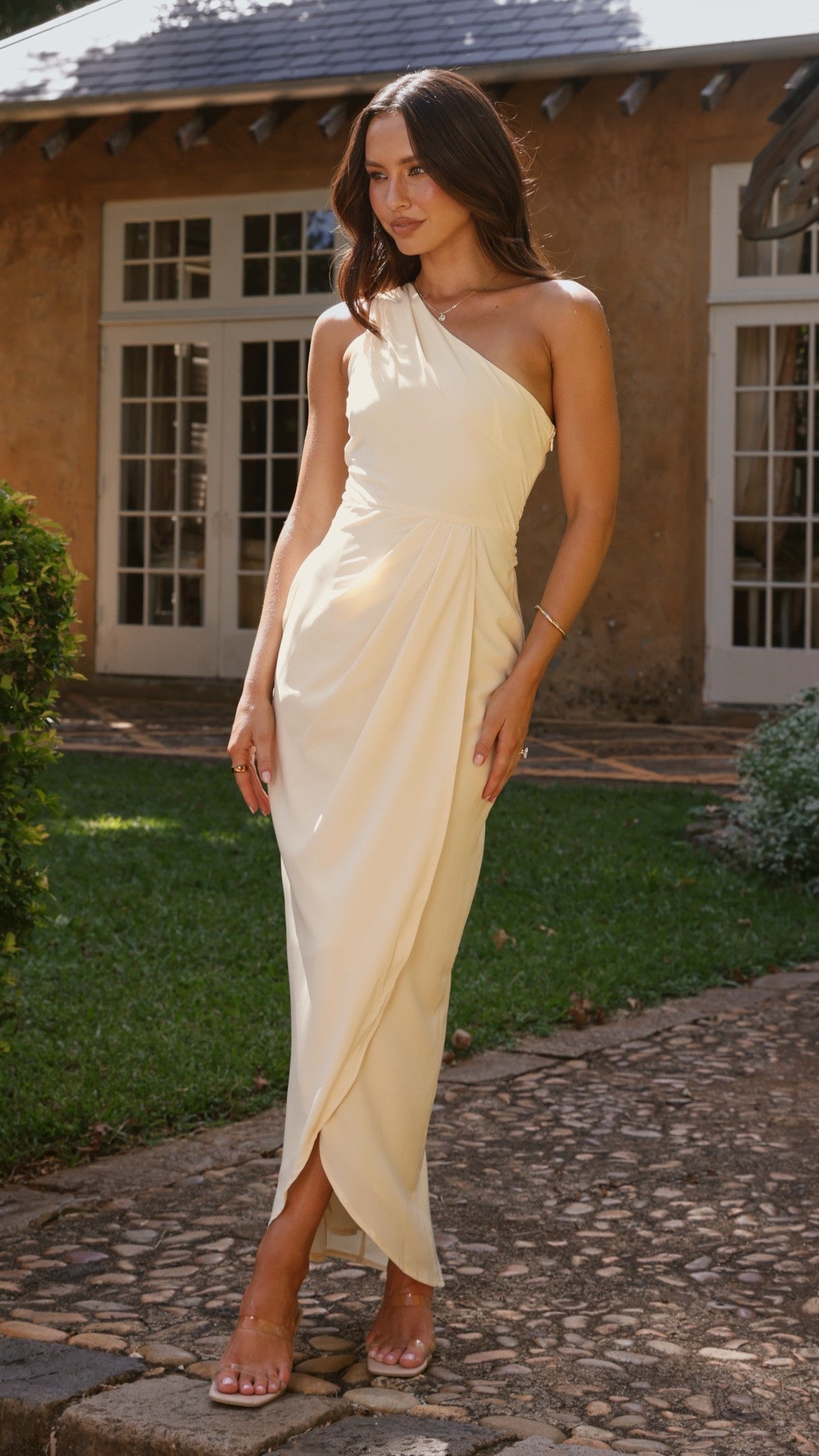 Clara One Shoulder Maxi Dress - Yellow - Billy J