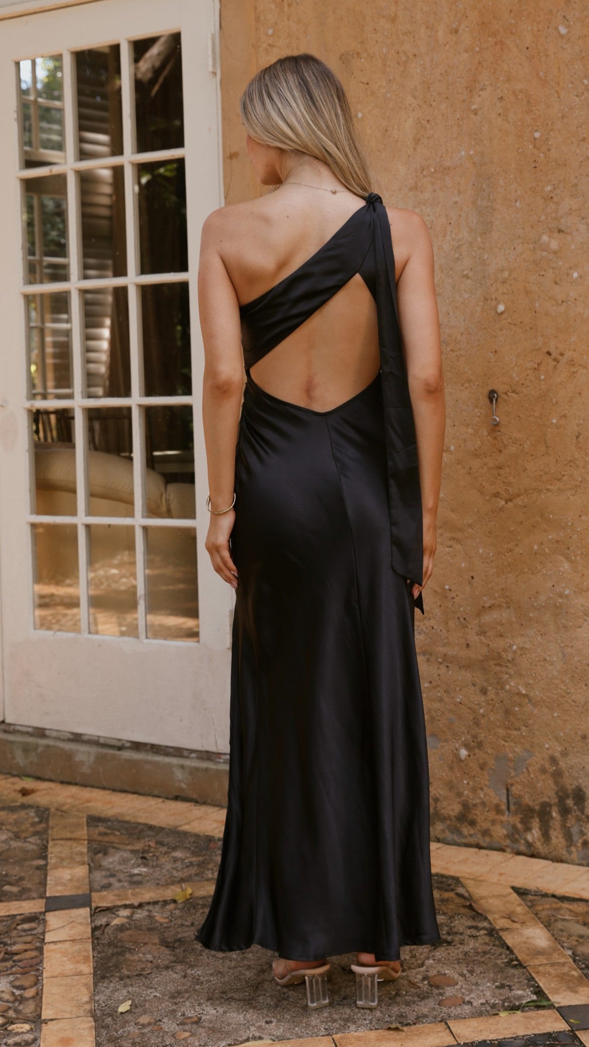 Halle One Shoulder Maxi Dress - Black - Billy J