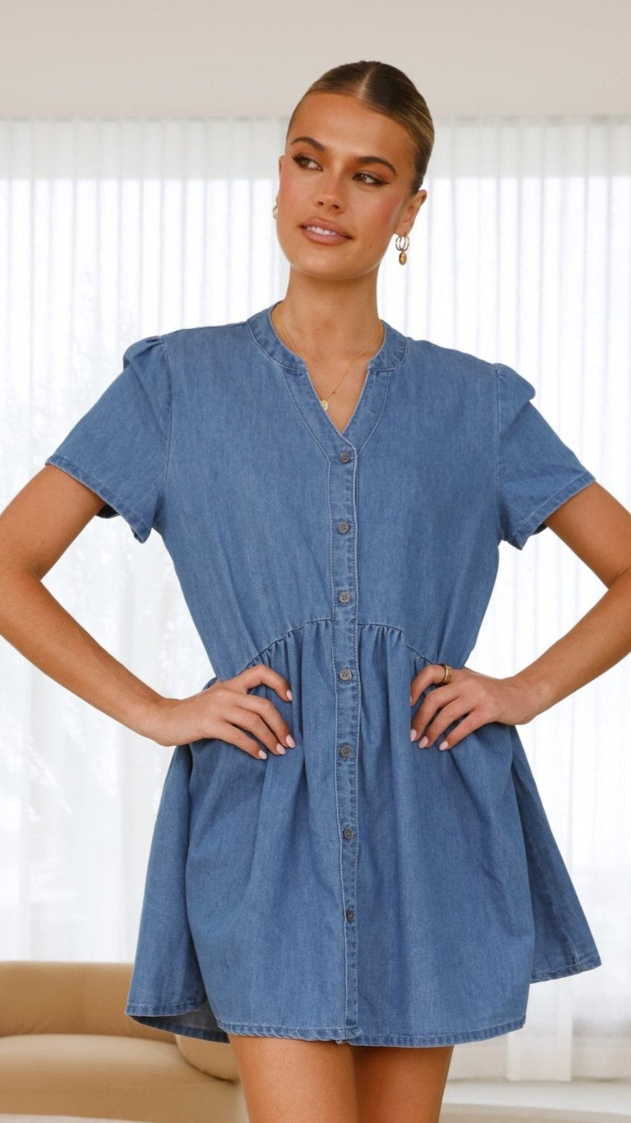 Juliani Mini Dress - Blue Denim - Billy J