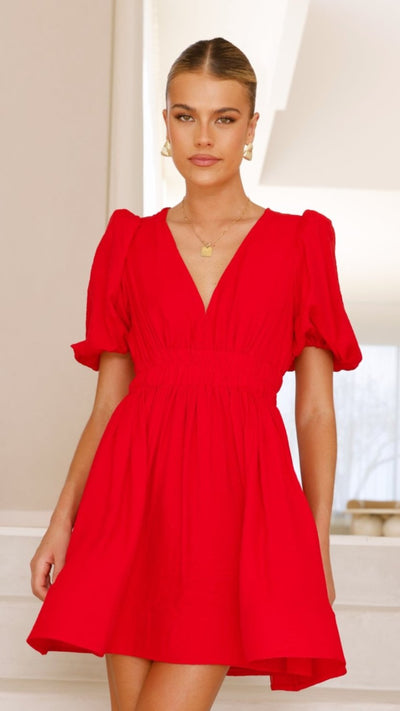 Load image into Gallery viewer, Erin Mini Dress - Red - Billy J
