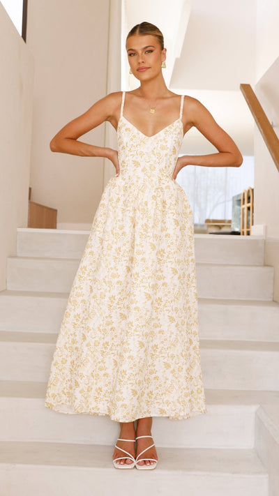 Load image into Gallery viewer, Azura Maxi Dress - Yellow Floral - Billy J
