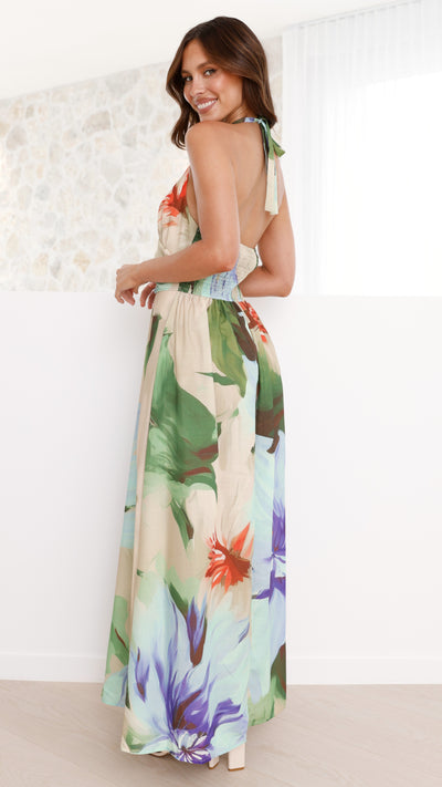 Load image into Gallery viewer, Saffron Maxi Dress - Beige Floral - Billy J
