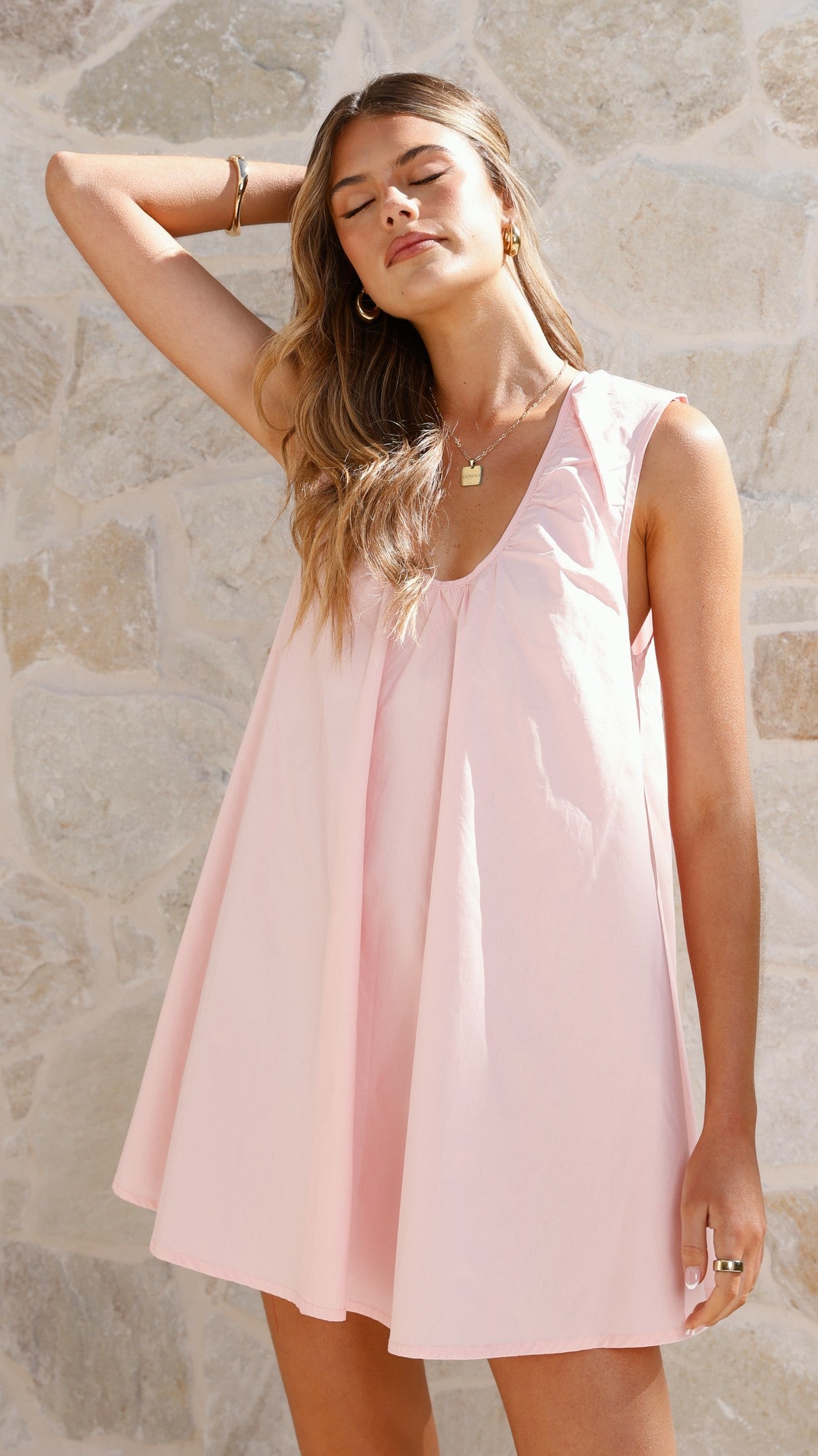 Vanessa Oversized Mini Dress - Pink - Billy J