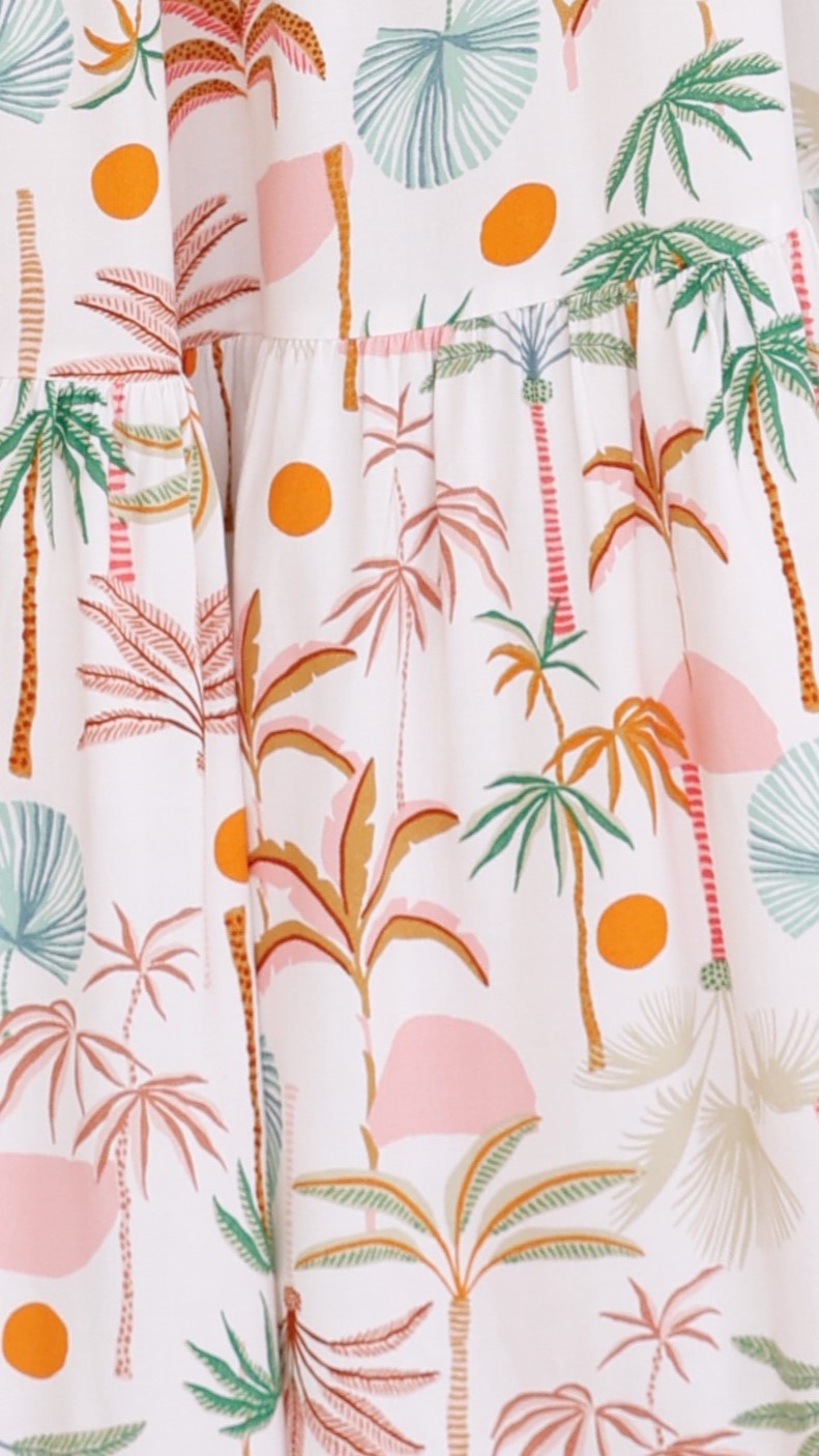 Sharpay Midi Skirt - Pink Palms